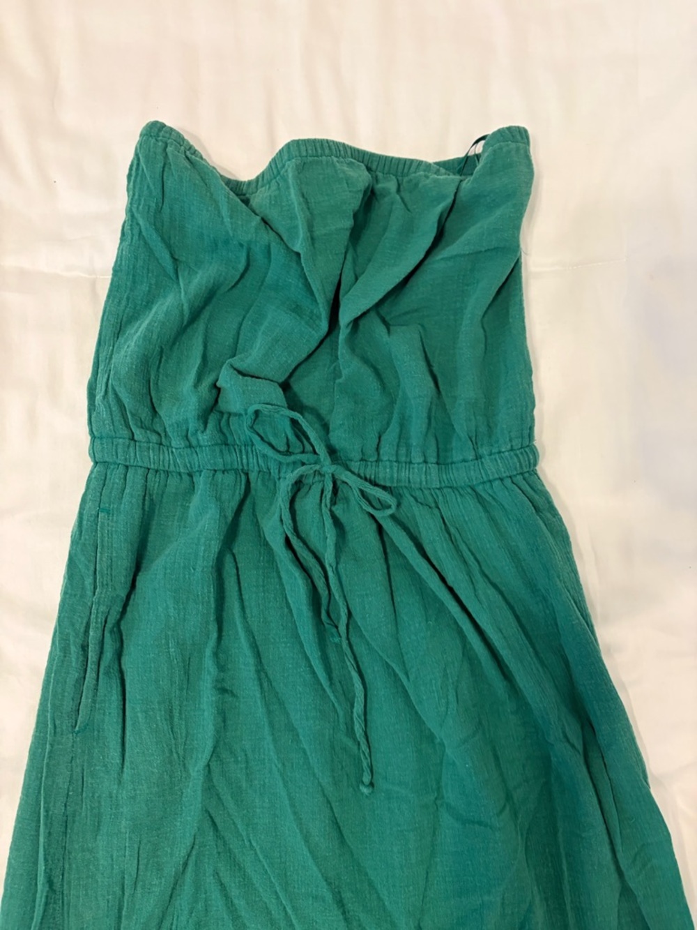 J. Crew Elastic Waist Green Strapless Maxi Small